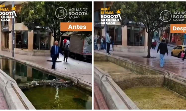 Foto que muestra piletas del Eje Ambiental en la Av. Jiménez 