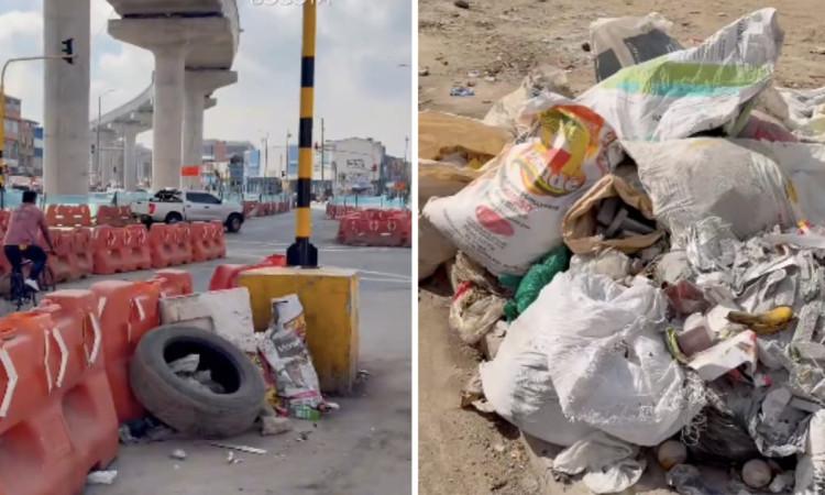 Fotos de basuras y escombros en frentes obra de Línea 1 Metro Bogotá.