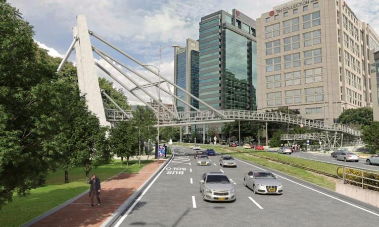 Rendern del puente peatonal calle 112 con av Novena Bogotá