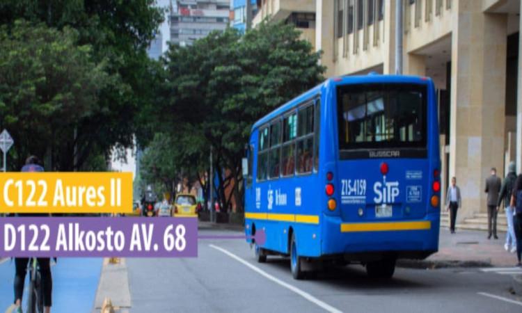 Pieza gráfica de la ruta C122 Aures II - D122 Alkosto Av. 68.