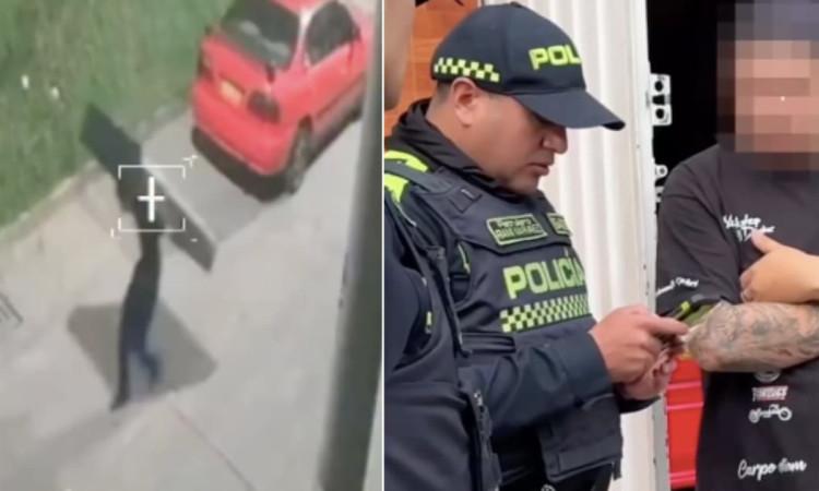 Foto del hombre sancionado por arrojar escombros y muebles a la calle en Bogotá.