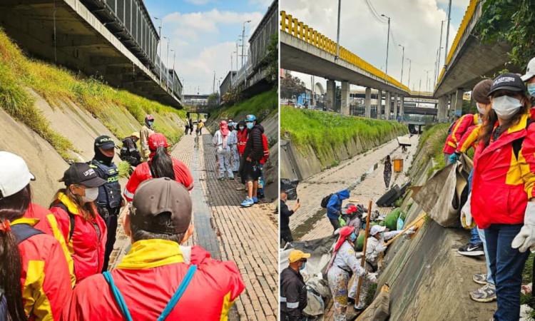 Fotos del operativo en el Canal Comuneros, ubicado en la calle Sexta en el centro de Bogotá.