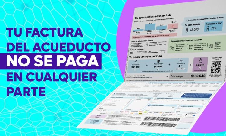 Imagen gráfica que muestra una factura del Acueducto de Bogotá