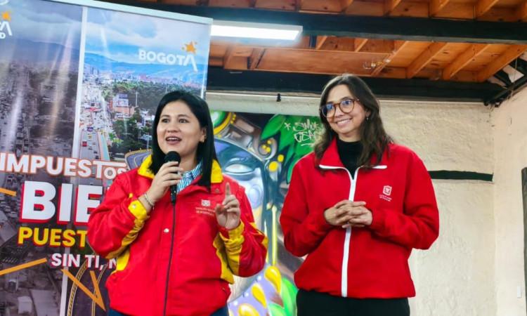 Alcaldesa de Fontibón y Secretaría de Hacienda hablándole a ala comunidad 