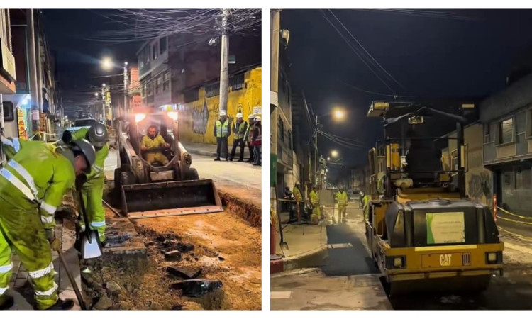 Foto de trabajos adelantandos en vías de Fontibón 