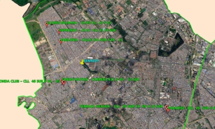 Mapa que señala algunos establecimientos tipo 'sindicato' de Bogotá.