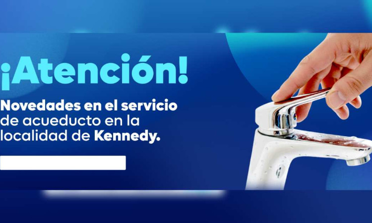Imagen gráfica con el texto: Atención novedades en el servicio de Acueducto en la localidad de Kennedy