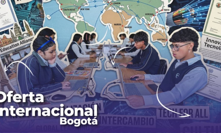 Foto de un grupo de estudiantes en un aula de un colegio en Bogotá.