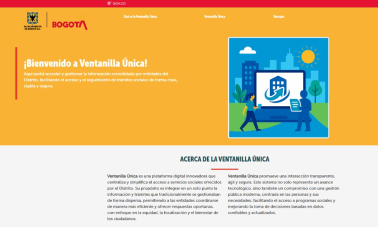 Imagen de la página web de la ventanilla única