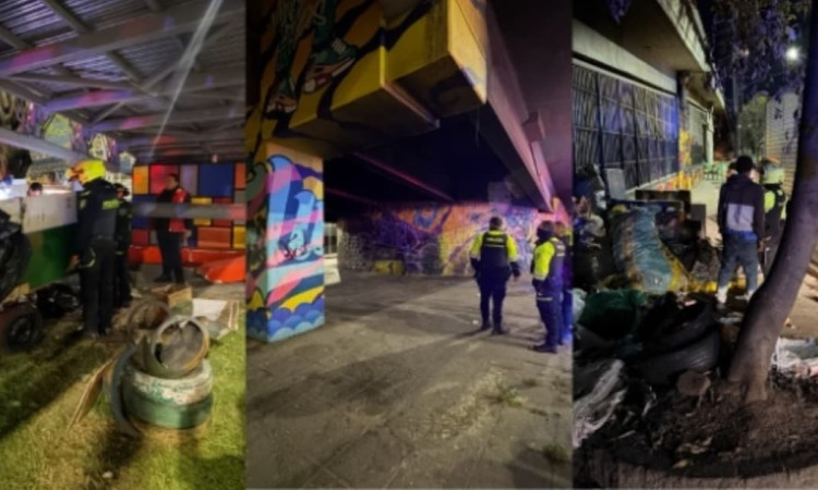 Funcionarios y policía en operativo de recuperación del espacio público. 