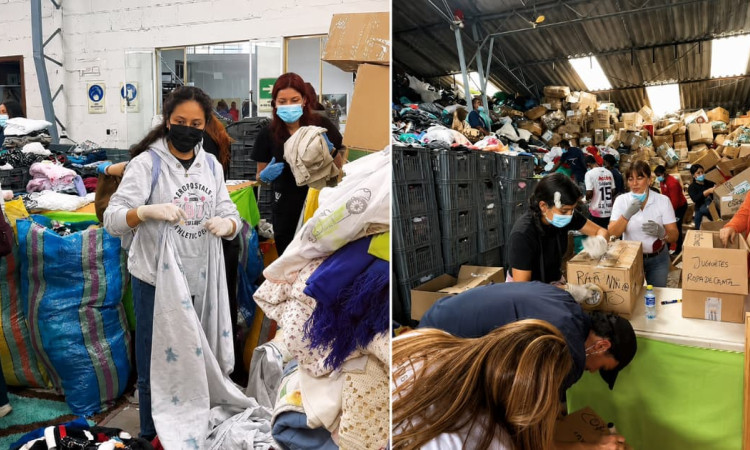 Foto de puntos de donación de ropa usada en Bogotá para damnificados por el terremoto.