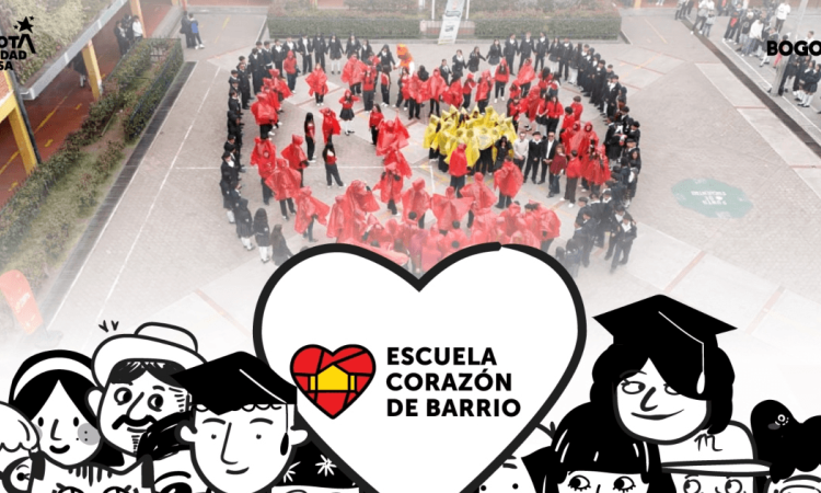 Foto que muestra un corazón y el texto escuela corazón de barrio