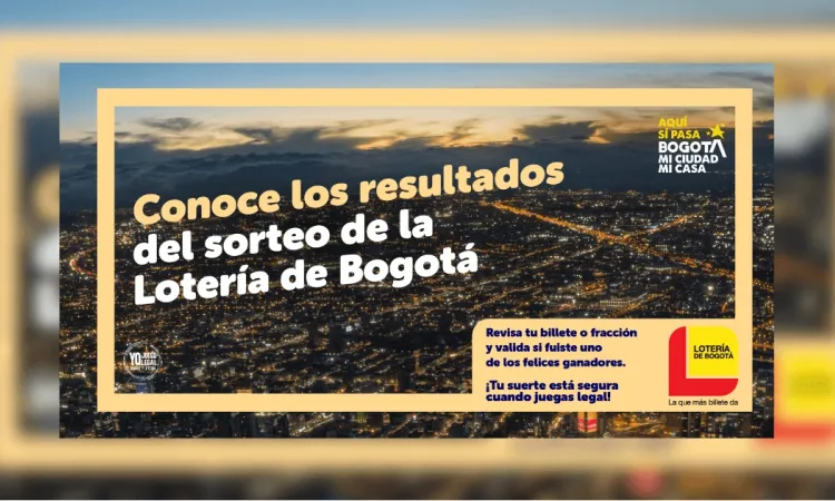 Banner promocional de la Lotería de Bogotá con el mensaje “Conoce los resultados del sorteo de la Lotería de Bogotá”