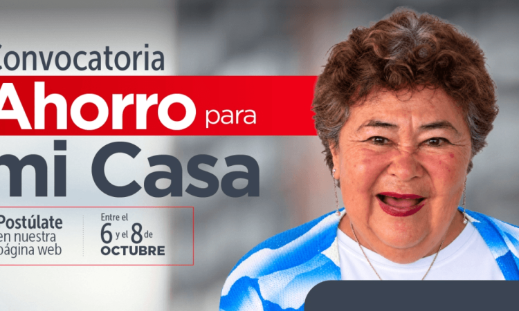 Imagen gráfica que muestra a uan mujer sonriendo y el texto: convocatoria Ahorro para mi Casa 