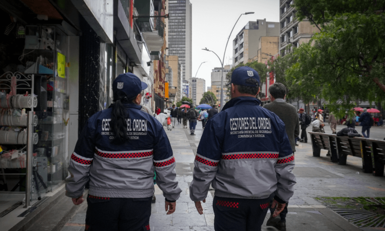 Gestores del Orden caminando por la carrera Séptima.