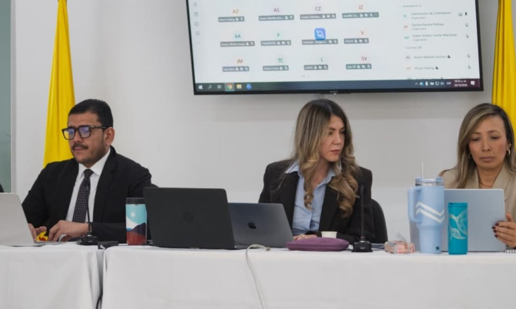 Foto de la audiencia de inicio de proceso sancionatorio contra Sencia por el estado de la grama del estadio El Campín de Bogotá.
