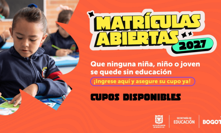 Imagen gráfica que muestra una niña escribiendo y el texto: matrículas abiertas 2027