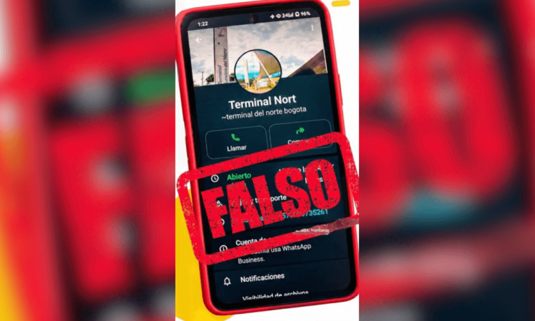 Imagen que muestra un número falso de la Terminal de Transportes.