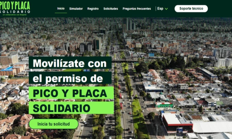 Foto de la página de Pico y Placa Solidario