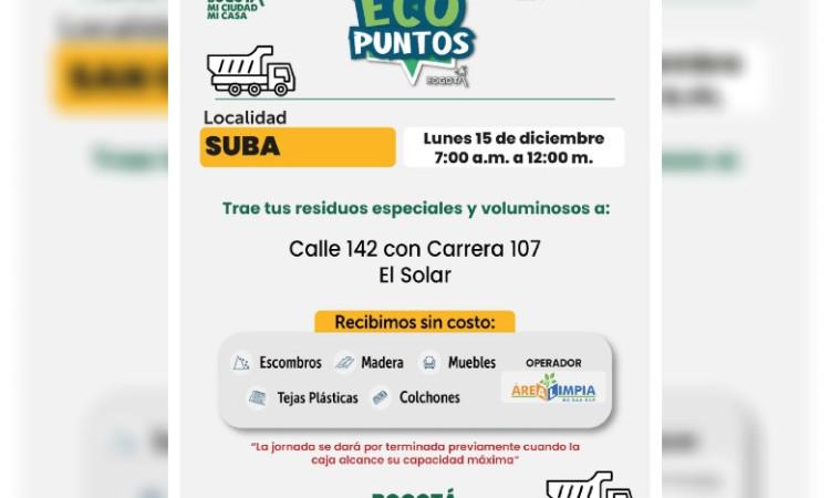 Imagen que muestra ecopuntos en Bogotá