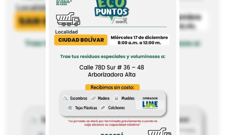 Imagen que muestra ecopuntos en Bogotá