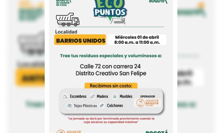Foto que muestra ubicaciones de Ecopuntos en Bogotá