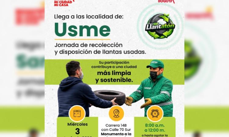 Ubicación jornada llantatón en Bogotá 