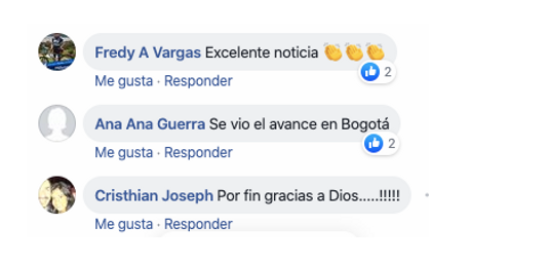 Mensajes de respuesta al Metro de Bogotá.