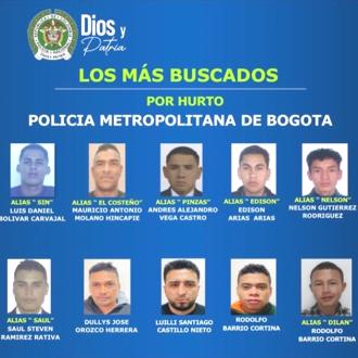 Cartel de los más buscados por hurto en Bogotá | Bogota.gov.co