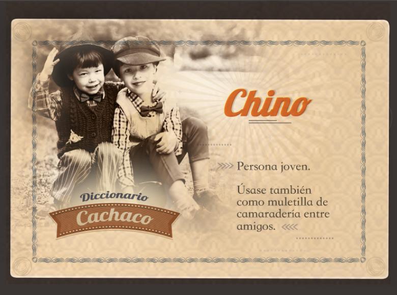 Pieza gráfica del diccionario cachaco que describe la palabra chino.