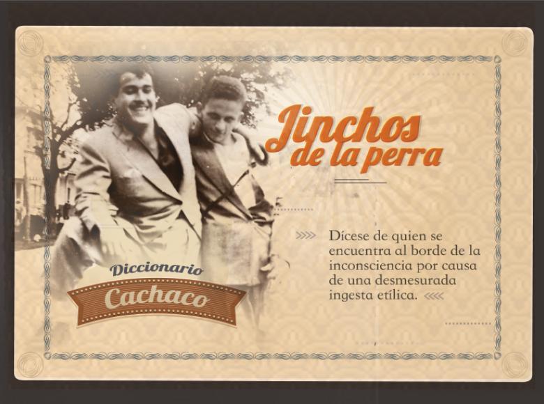 Pieza gráfica del diccionario cachaco que describe la palabra jinchos.