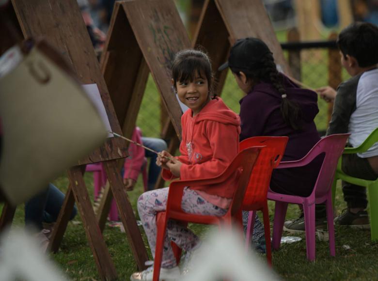 Pintura es otra de las actividades que los niños pueden disfrutar además de conocer e interactuar con animales de granja - Foto: I.D.R.D.