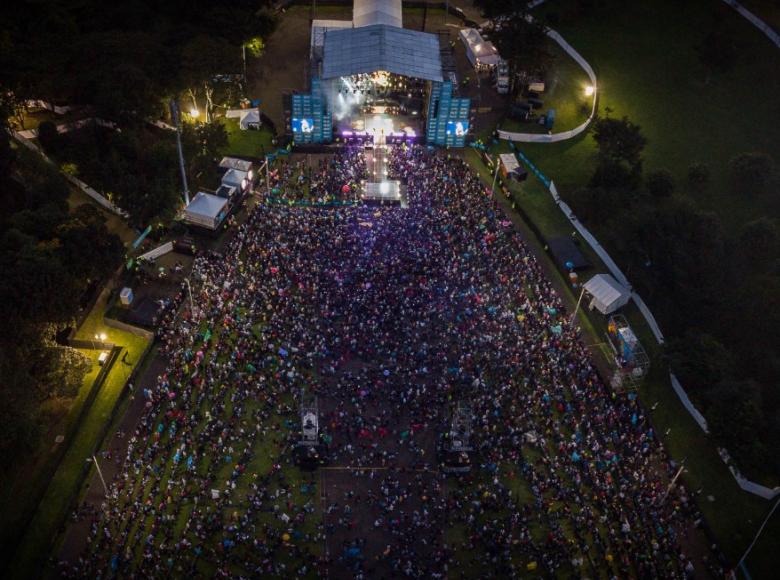 Vista aérea del escenario el sábado en la noche en el Festival Hip Hop al Parque 2019 - Foto: Idartes/Juan Santacruz.