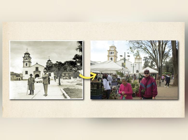 La fotografía titulada 'Fontibón, nostalgia y diversidad', segundo puesto en el concurso del IDPC. Tomada en una esquina de Plaza de Bolívar; al fondo se aprecia la Catedral Primada.