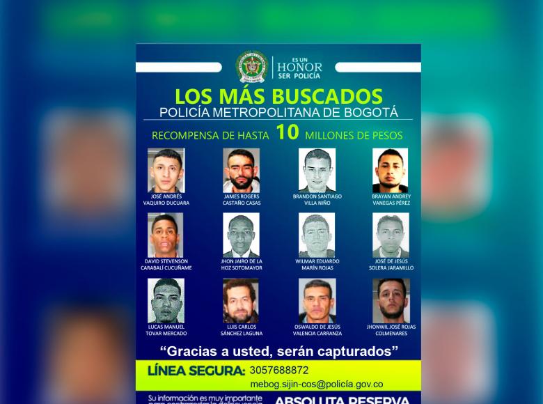 Por último, las autoridades buscan a estos 12 hombres por el delito de fuga de presos de las URI de la capital.