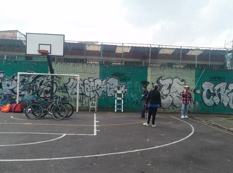 Así se veía el mural antes de ser restaurado por la Mesa de grafiti de la localidad Antonio Nariño.