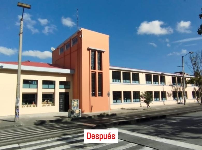 Después: Con las intervenciones realizadas la fachada mejoró con nuevas ventanas, pañete, estuco y cambio de pintura. general. 