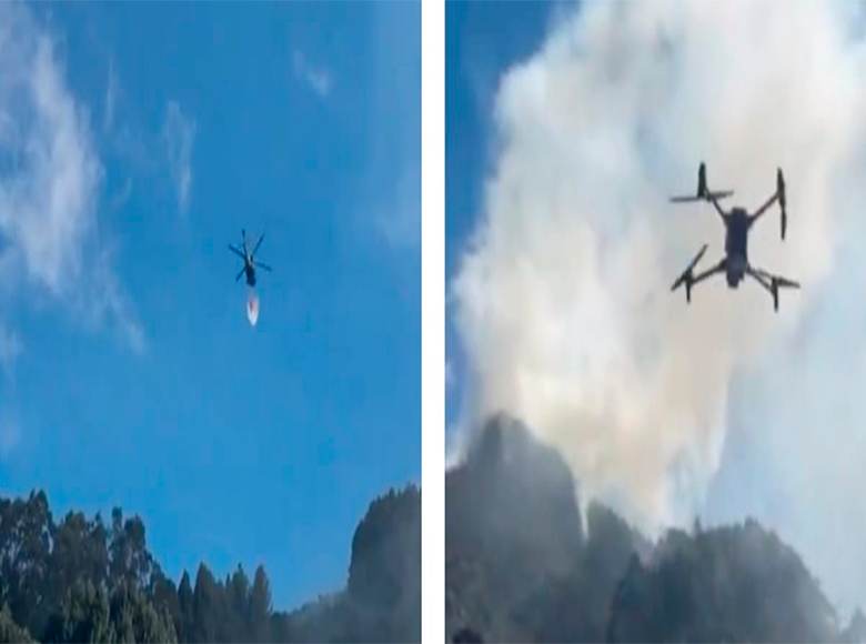 El 22 de enero, con drones y helicóptero se hizo sobrevuelo para determinar las acciones para controlar el incendio en su totalidad en la parte alta de los Cerros Orientales, en inmediaciones de la Quebrada La Vieja. 