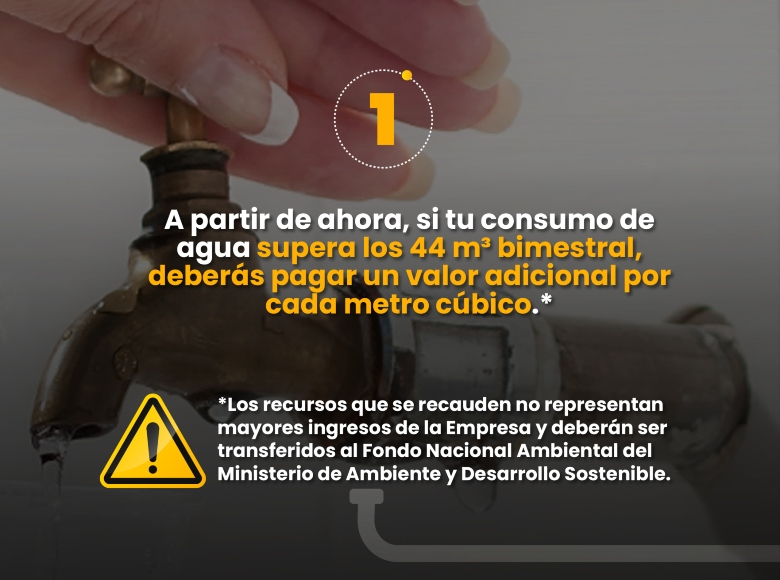 Aplicará la medida de desincentivo al consumo en exceso a los usuarios que superen bimestralmente 44 metros cúbicos de consumo de agua, el cual se verá reflejado en la factura que llegará a los predios desde junio.