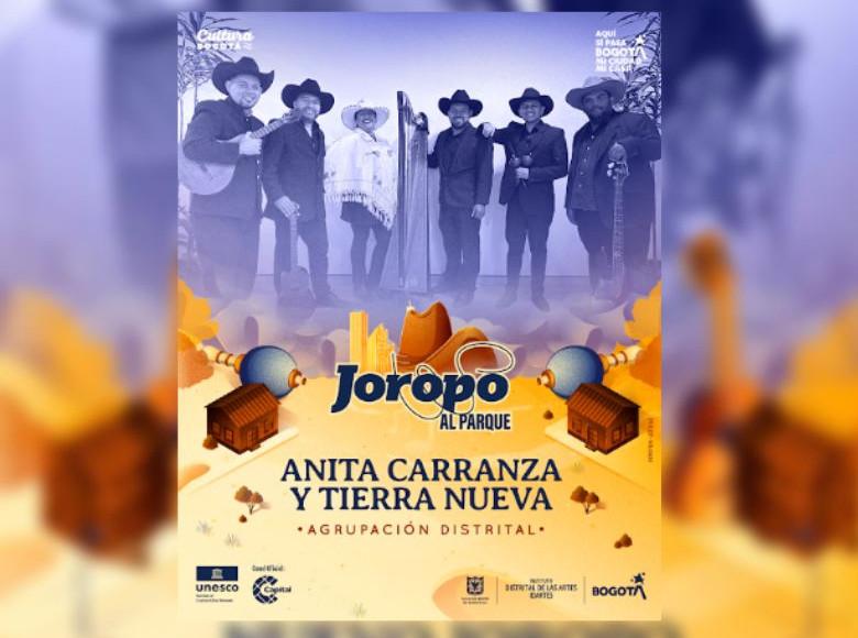 Anita Carranza y Tierra Nueva, reconocida como “la llanera de canto recio" o "la voz angelical del llano" gracias a la fuerza de su voz, la pasión al cantar y su versatilidad en el escenario.