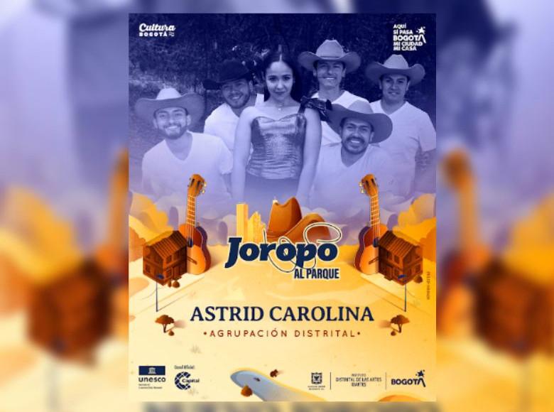 Astrid Carolina, se ha presentado con su Grupo en importantes auditorios de Medellín, Cali y Nariño. Ha hecho parte del Festival Rodrigo Mantilla en Pamplonita, Norte de Santander y en el Festival de Música Llanera de Cajicá. 