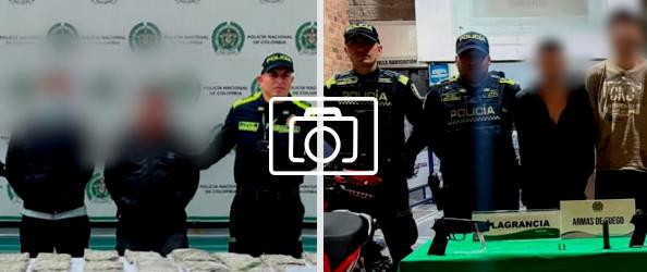 Un collage de fotos de capturas en Bogotá 