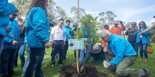 Alcalde Enrique Peñalosa en una 'Megaplantatón' 