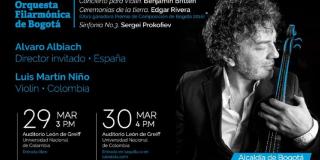 	La Orquesta Filarmónica de Bogotá interpretará el Concierto para violín de Britten y Ceremonias de la tierra de Rivera. Foto: OFB