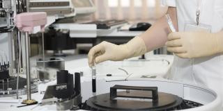 Una personas manipulando muestras en un laboratorio 