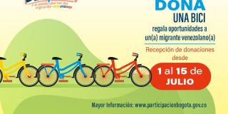 Volante informativo campaña Dona una Bici para migrantes venezolanos en Bogotá 