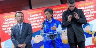 Alcaldesa Claudia López en rueda de prensa