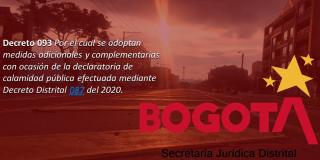 Imagen de Bogotá y texto sobre las medidas referentes a la calamidad pública en la ciudad