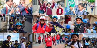Niños y niñas de los proyectos escolares de movilidad sostenible del Distrito