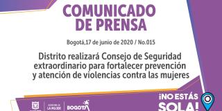 Distrito realizará Consejo de Seguridad para prevenir violencias contra mujeres